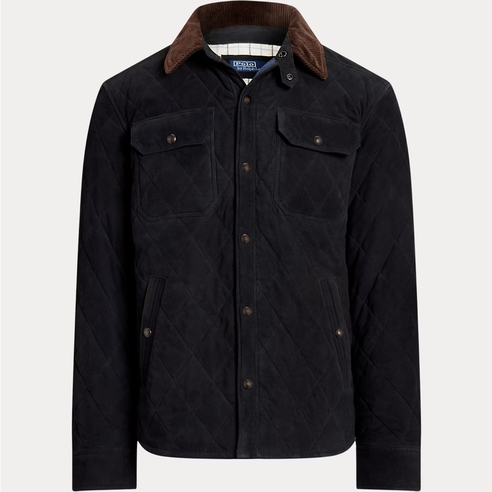 NWT Polo Ralph Lauren Mens Quilted Suede Leather Aviator Navy Jacket M OLD MONEY